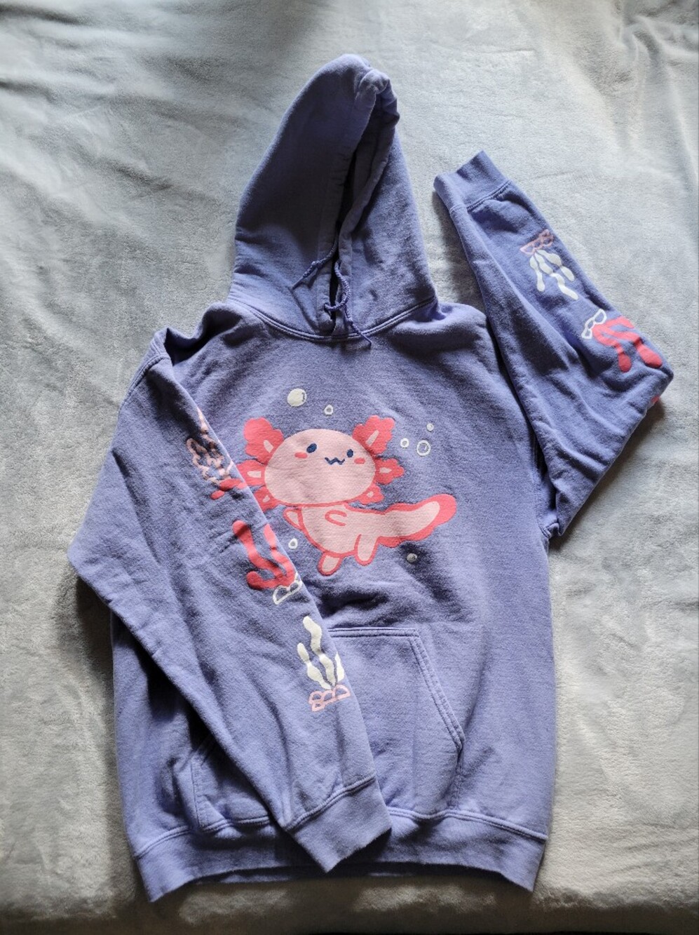 Hot Topic | Lavender Hoodie with Pink Axolotl Graphic